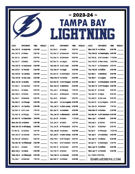 tampa bay lightning hockey game schedule